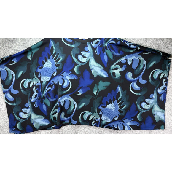 Chicos Scroll Print Woven Poncho Top S/M Blue Green Black Lightweight - Picture 7 of 11